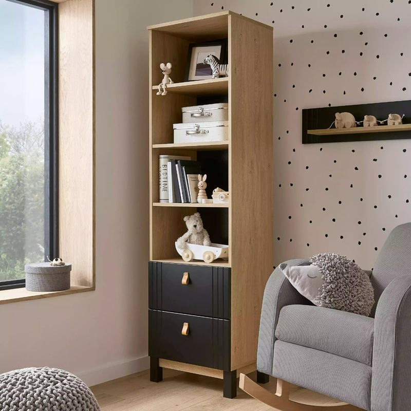 CuddleCo – Rafi Bookcase – Oak & Black