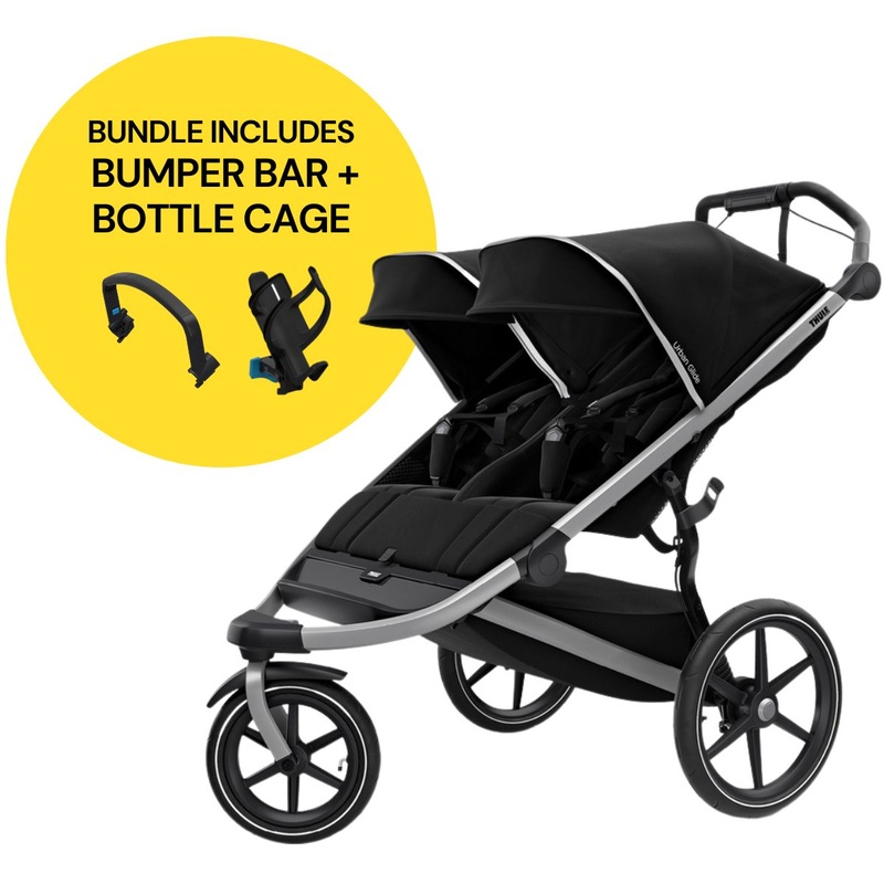 Thule Urban Glide 2 Double Jogging Stroller Essentials Bundle – Jet Black