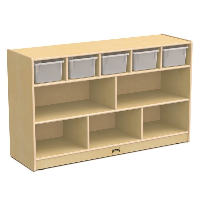 Jonti-Craft Low Combo Mobile Storage Unit – with Clear Bins