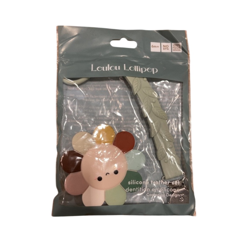 LouLou Lollipop Pacifier Clip Teether Set, Daisy