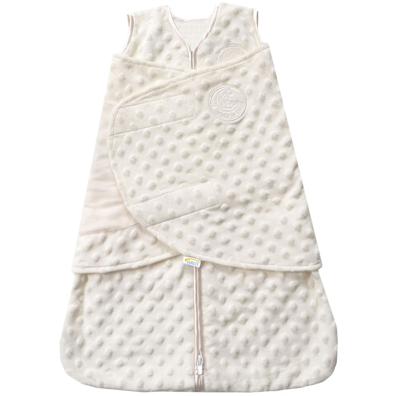 HALO SleepSack Swaddle, Velboa, Cream Plush Dots, Newborn
