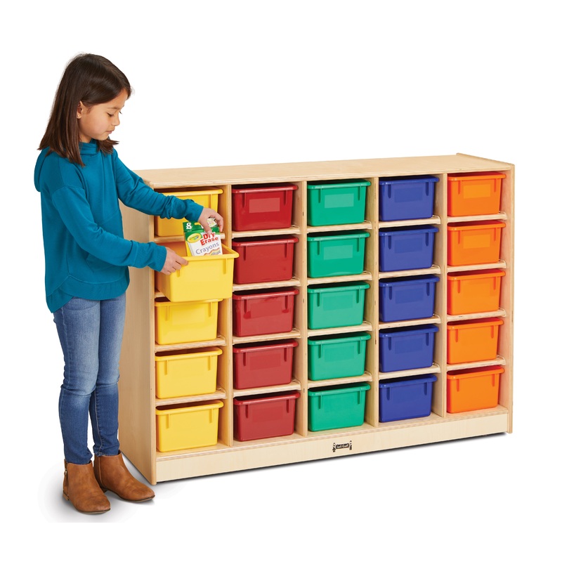 Jonti-Craft 25 Cubbie-Tray Mobile Storage – with Colored Trays
