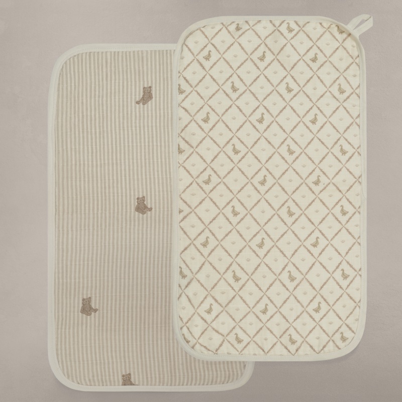 Oilo Bear & Duck Premium Muslin Burp Cloth 2-Pack