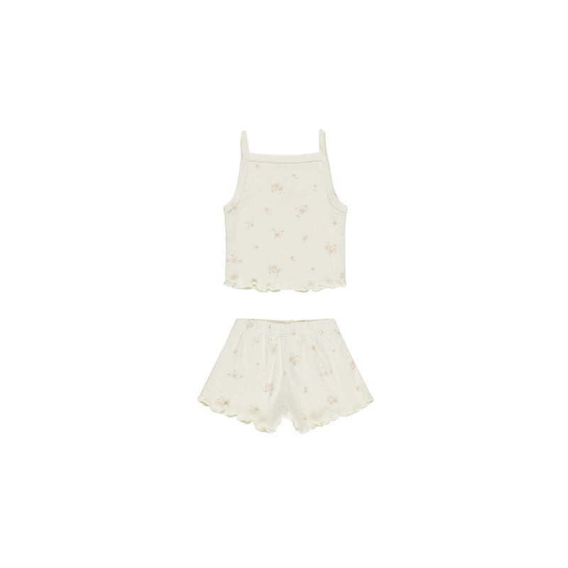 Quincy Mae Pointelle Tank + Shortie Set – Pink Ditsy