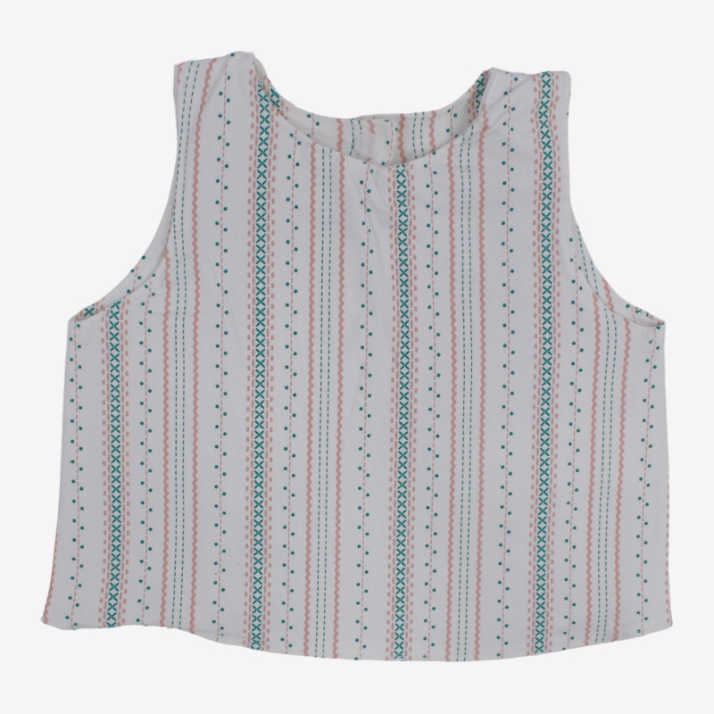 Baby Cotton Bib  Off-White with Vertical Stripes