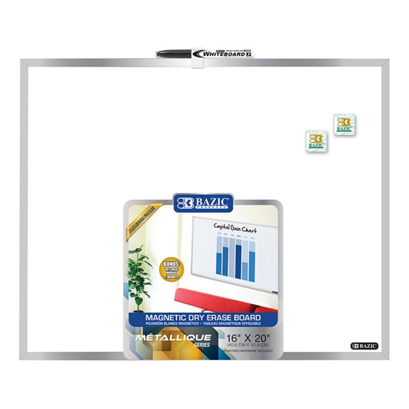BAZIC 16″ X 20″ Aluminum Framed Magnetic Dry Erase Board