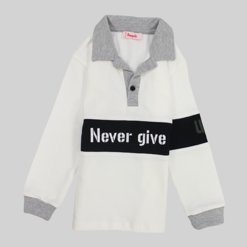 “Never Give Up” Long-Sleeved Polo Shirt
