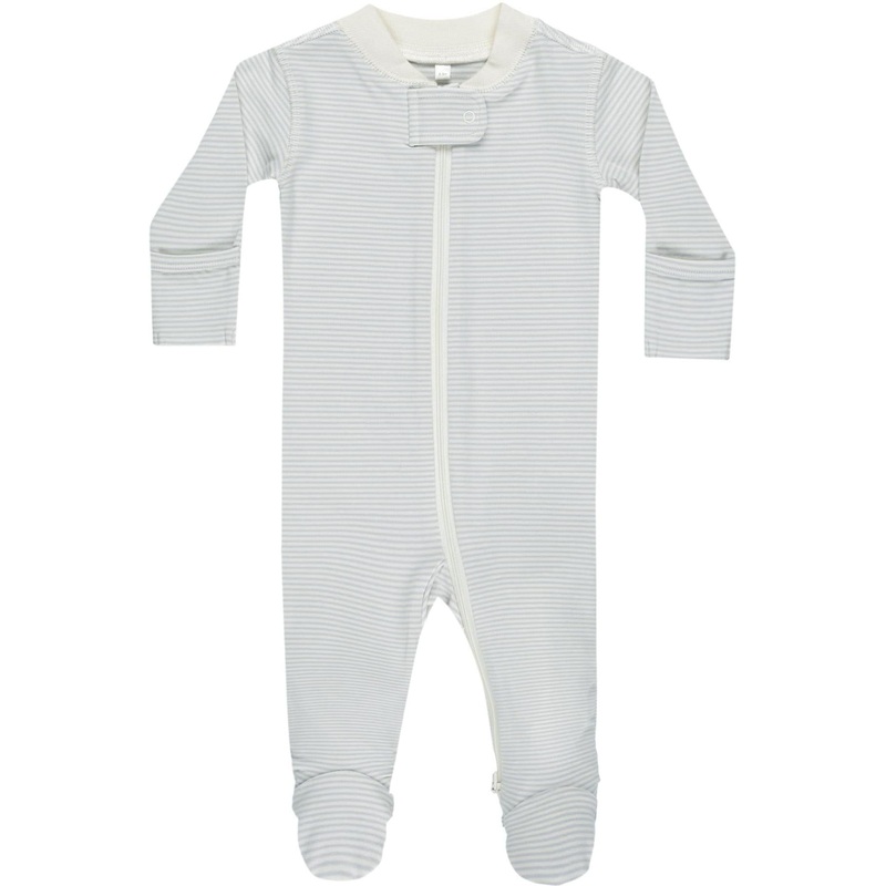 Quincy Mae Zip Long Sleeve Sleeper Footie || Sky Micro Stripe