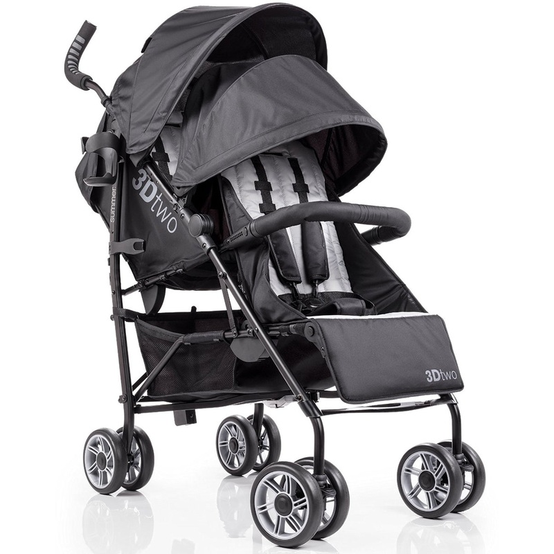 Summer Infant 3Dtwo Double Stroller – Black/Gray