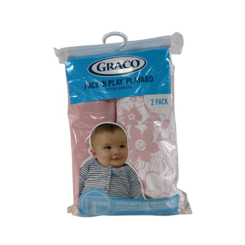 Graco Pack ‘n Play Fitted Sheet 2 Pack, Floral/Pink