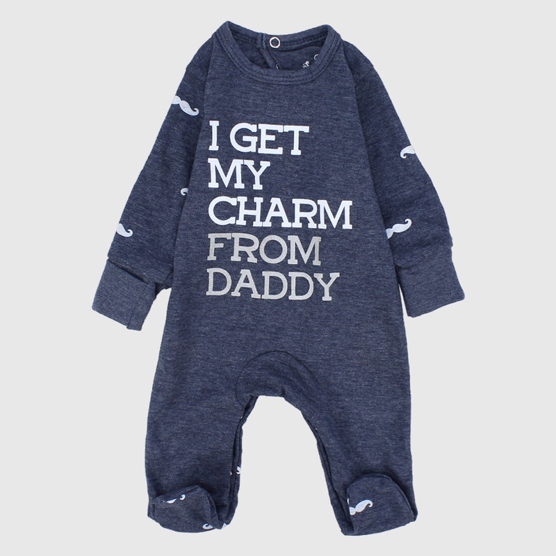 Navy Long-Sleeved Baby Footie