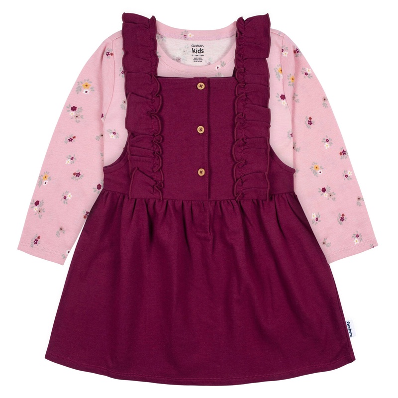2-Piece Infant Girls Purple Floral Jumper & Top Set, 12M