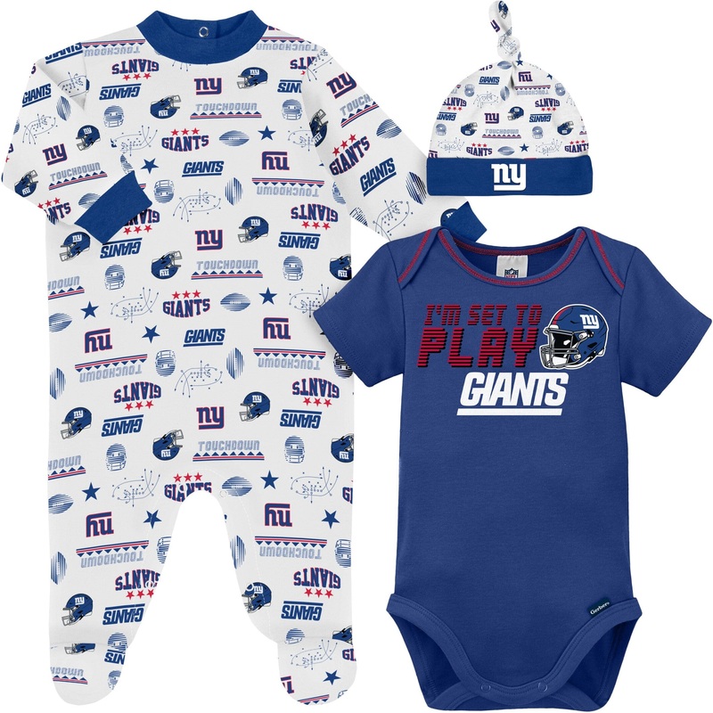 3-Piece Baby Boys New York Giants Bodysuit, Sleep ‘N Play & Cap Set