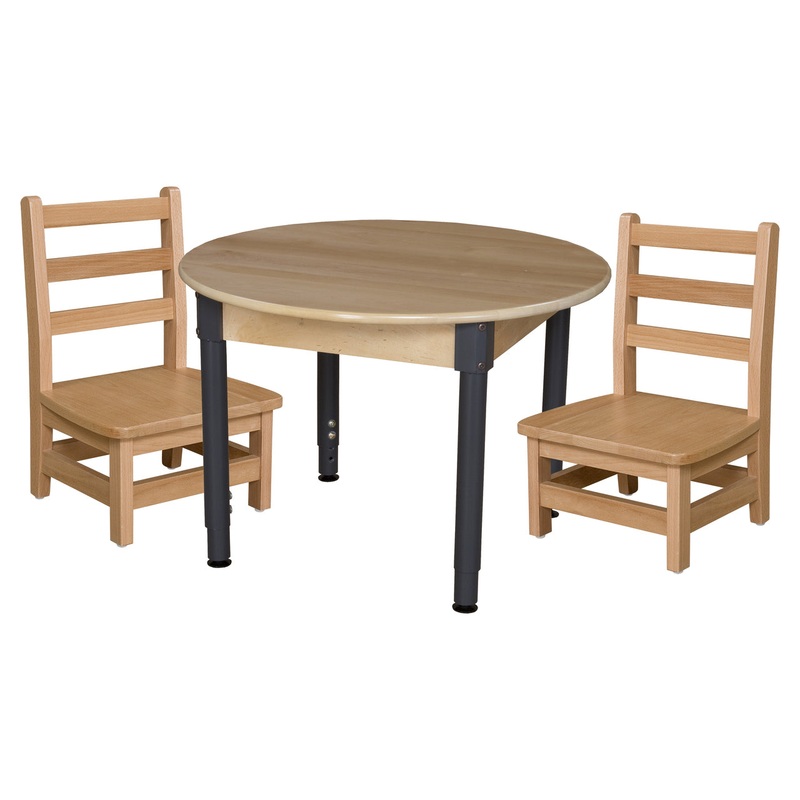 30″ Round Hardwood Adjustable-Height Table w/ Chairs (10″ Seat Height)