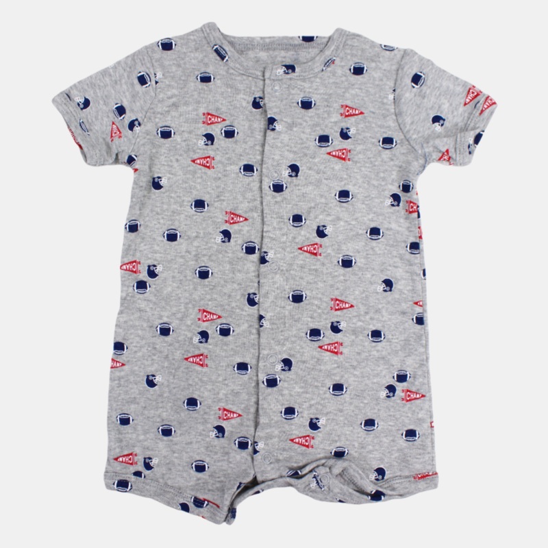 Baby Boys Cotton Romper  Grey with American Football Design