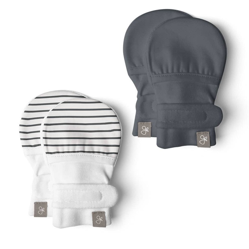 Stay On 2-Pack Baby Mitts – Stripe Gray + Midnight