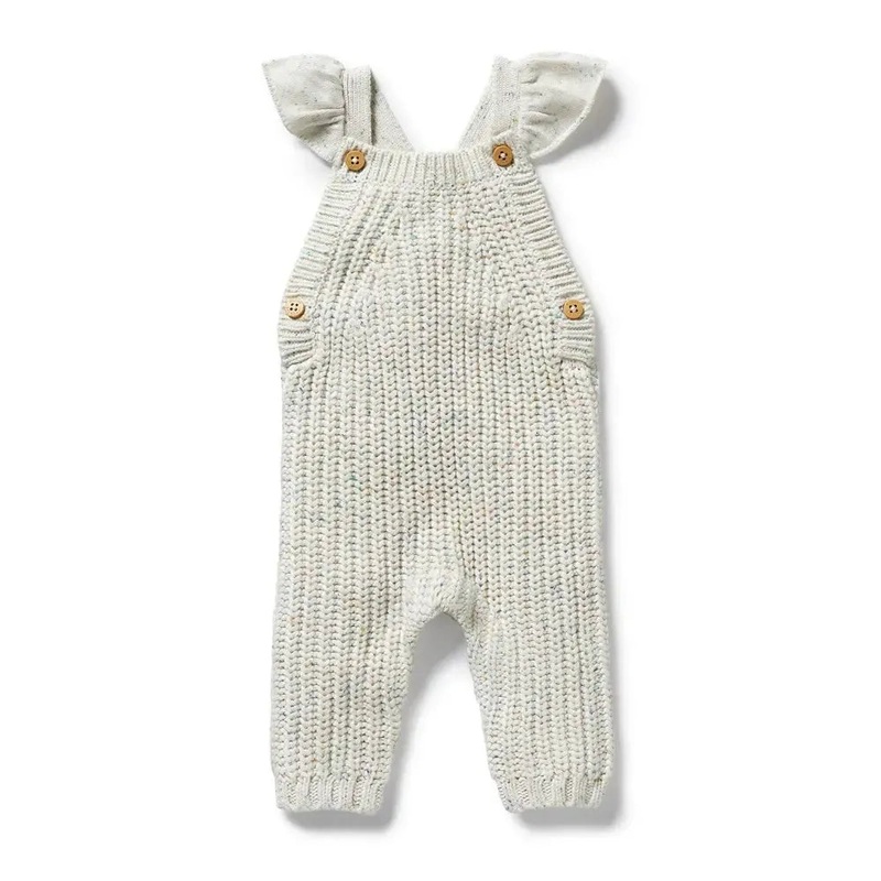 Wilson + Frenchy – Organic Knitted Ruffle Overalls – Hundreds & Thousands