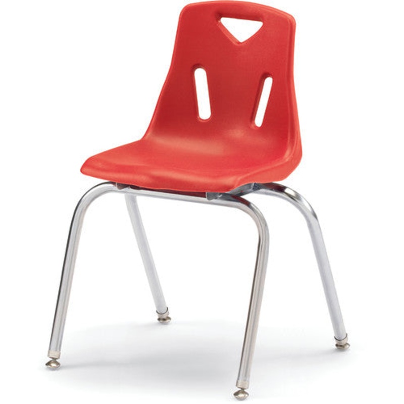 Berries Stacking Chair with Chrome-Plated Legs – 18″ Ht – Red