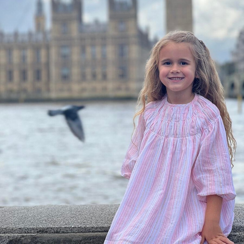 Embroidered Smocked Dress – Pink Multi Stripe
