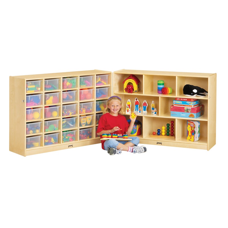 Jonti-Craft 25 Cubbie-Tray Mobile Fold-n-Lock – without Trays