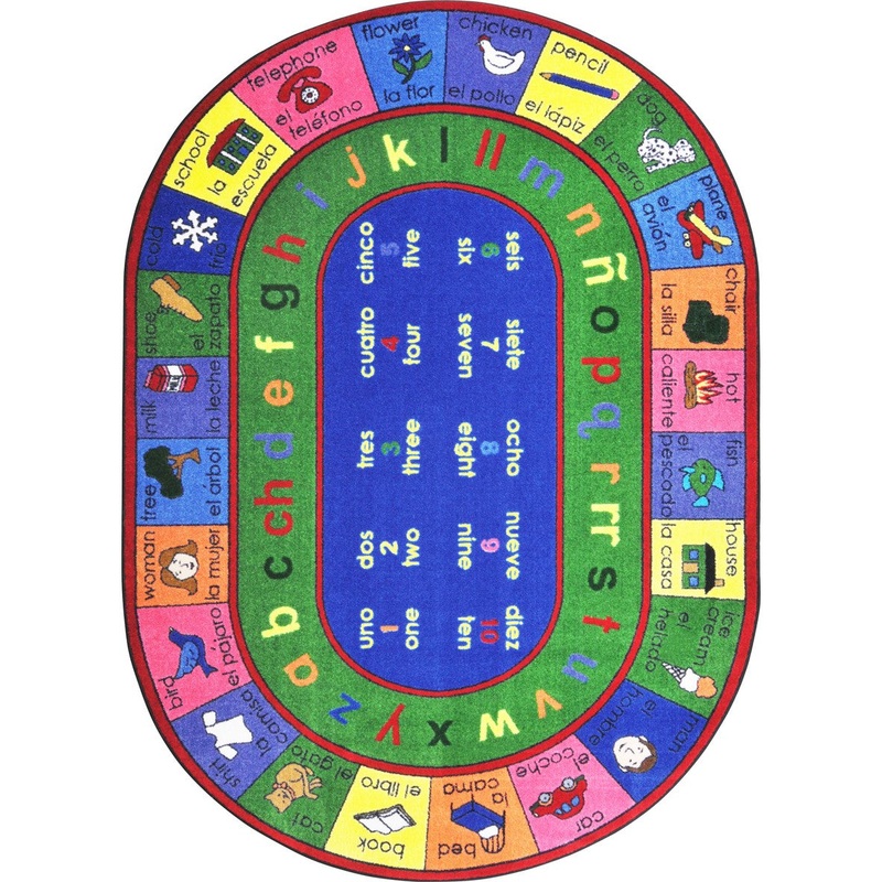 LenguaLink (Spanish) 5’4″ x 7’8″ Oval area rug in color Multi