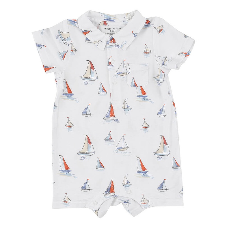 Angel Dear Polo Shortie Sailboats 0-3M