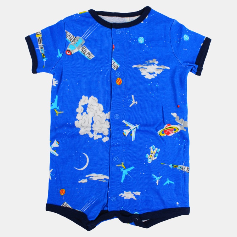 Baby Boys Cotton Romper – Fun Rocket Print