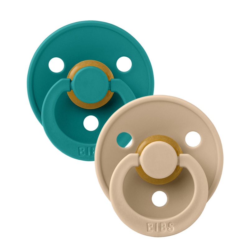 BIBS Color Pacifier 2-PACK Latex – Size 2 – Taupe/Scuba
