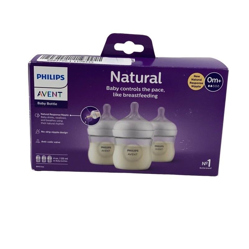 Philips Avent Natural Baby Bottles, Clear, 3 Pack, 4oz