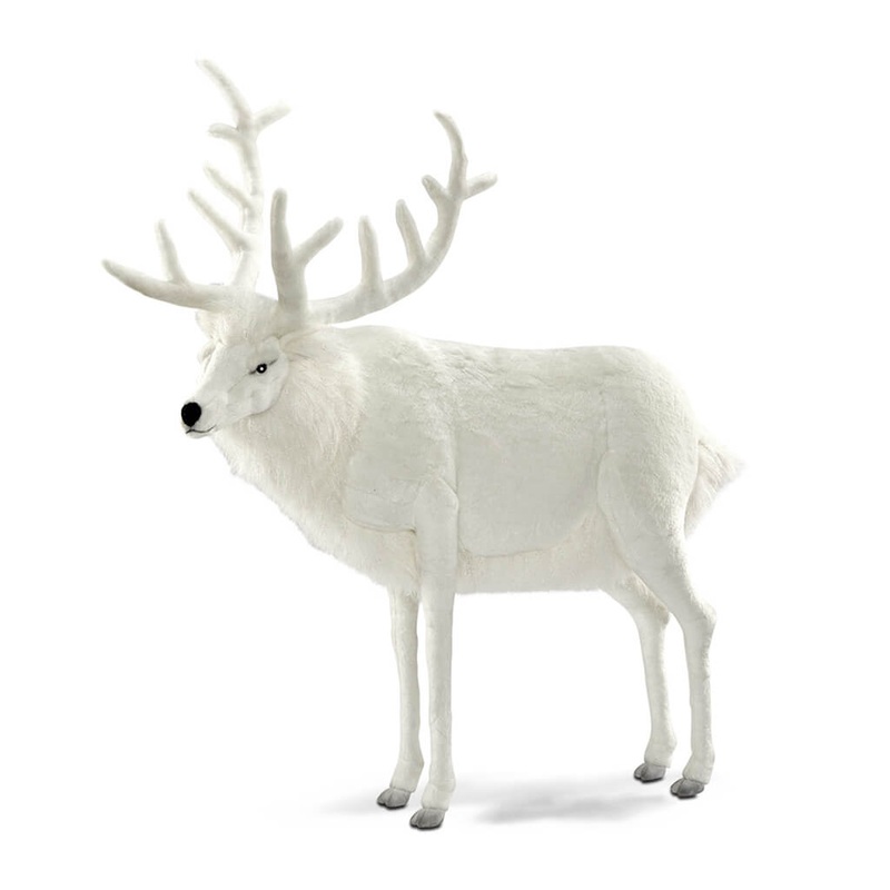 HNC Realistic Plush Animal White Reindeer