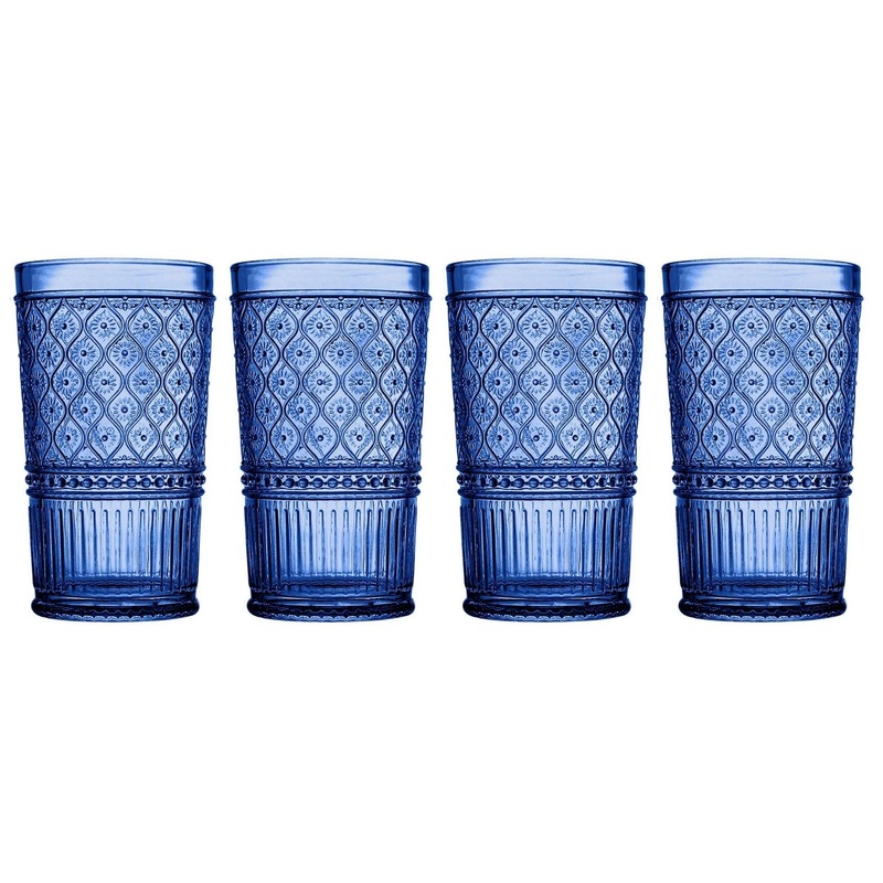 Set of 4 Claro High Ball Glasses Blue