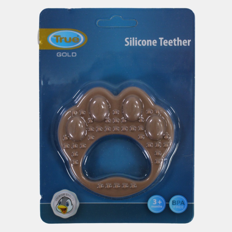 True Gold Silicone Teether  Brown Paw