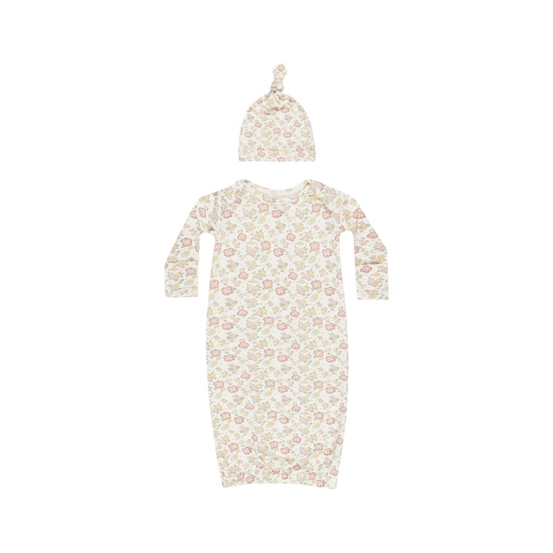 Quincy Mae Baby Gown + Hat Set – Bloom