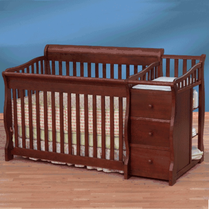 Simplicity Crib n’ Changer Combo Ellis Converible 4in1 Crib in Cherry