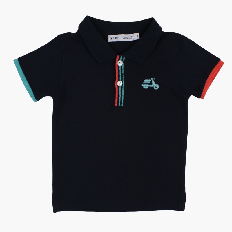 Baby Boys Cotton Polo Shirt – Little Scooter Embroidery