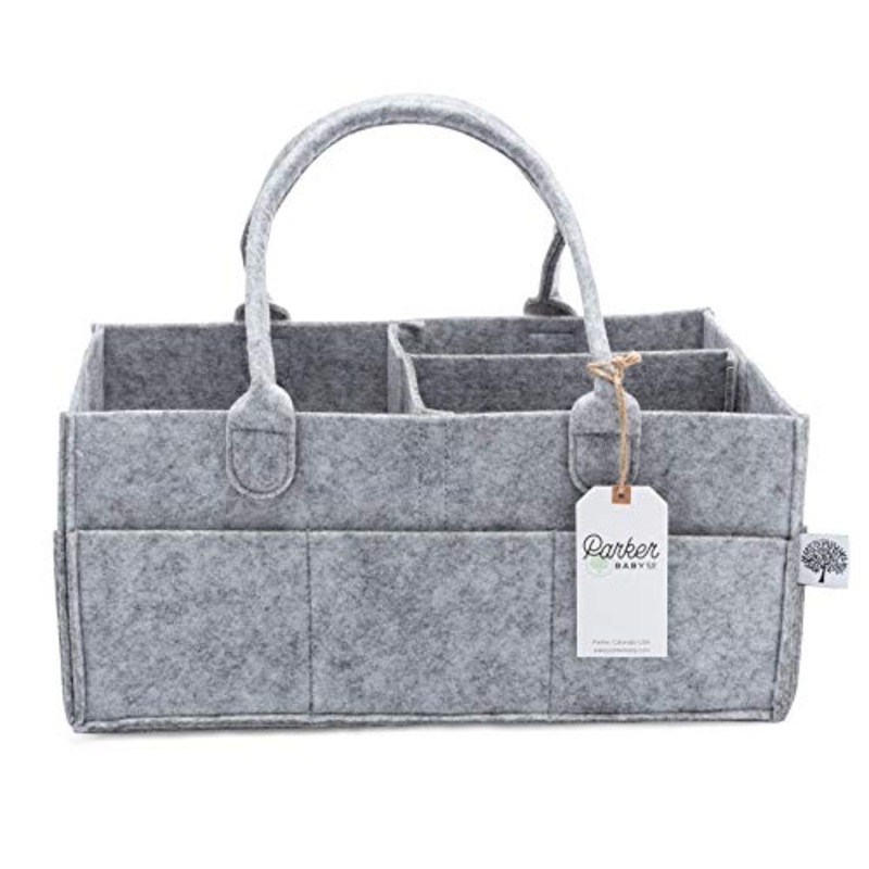 Parker Baby Co. Diaper Caddy, Large, Grey