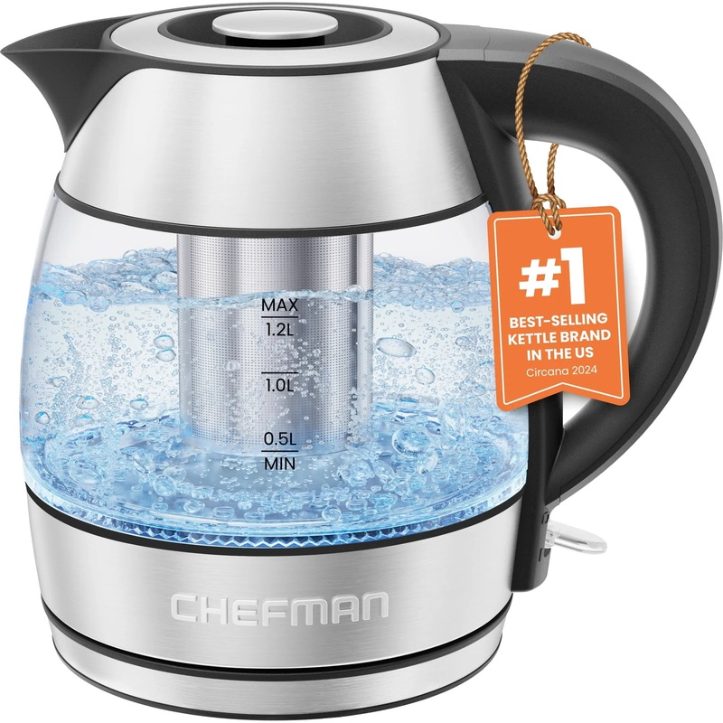 1.2L Rapid Boil Electric Tea Kettle with Tea Infuser – Stainless Steel