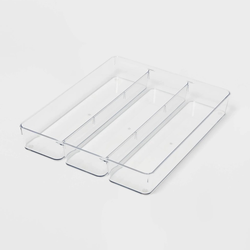 3 Compartment Plastic Drawer Flatware Organizer