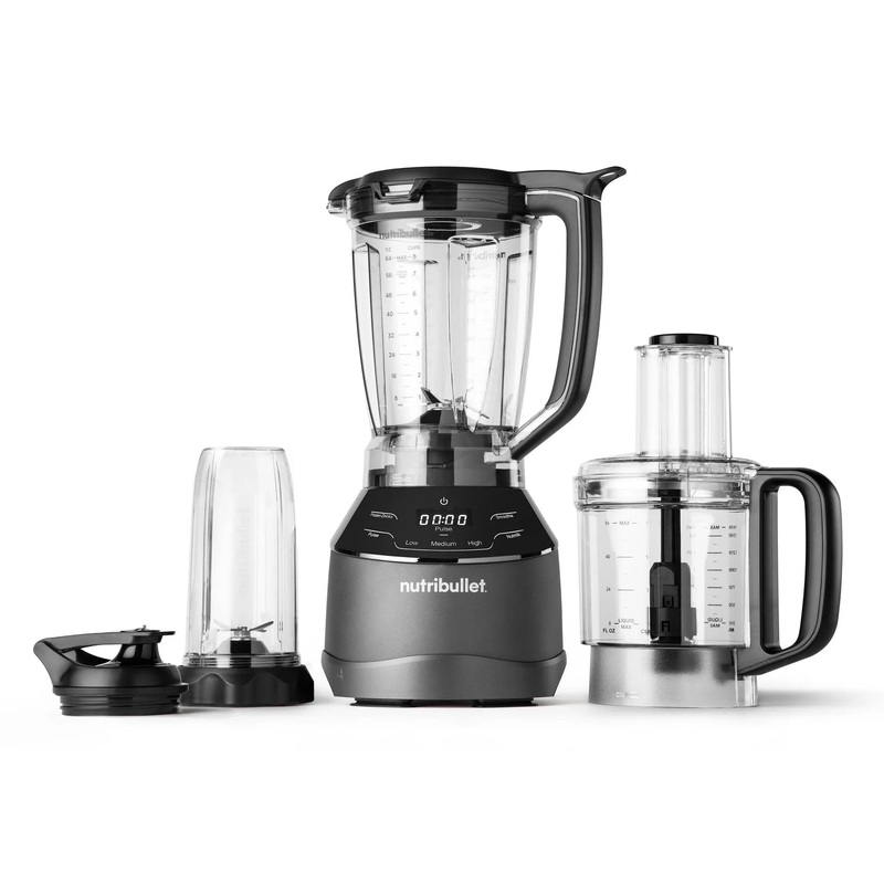 64oz Triple Prep System Blender and Food Processor: 1500W, 3 Speeds, BPA-Free, Dishwasher-Safe, Gray