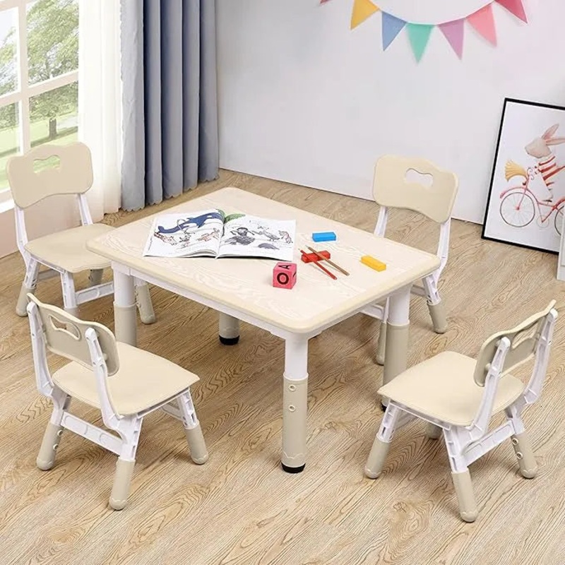 Adjustable Kids Table & Chairs Set for Ages 3-8 | 31.5″x23.6″