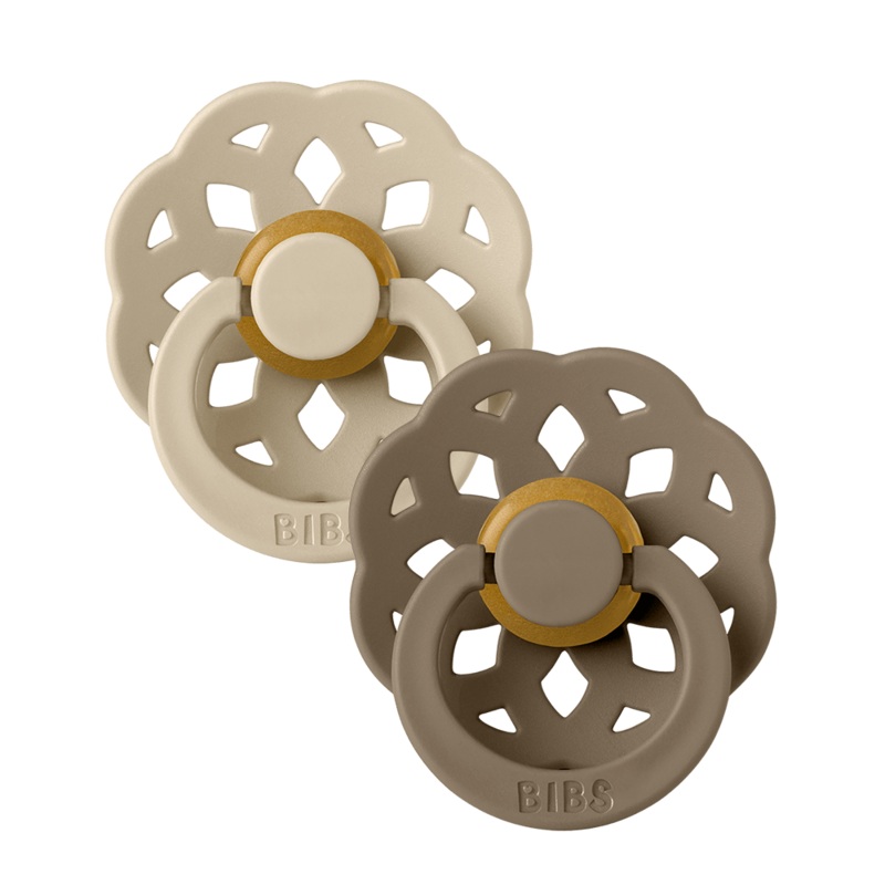 BIBS Boheme Natural Rubber Pacifiers 2 Pcs – Size 2 Vanilla / Dark Oak
