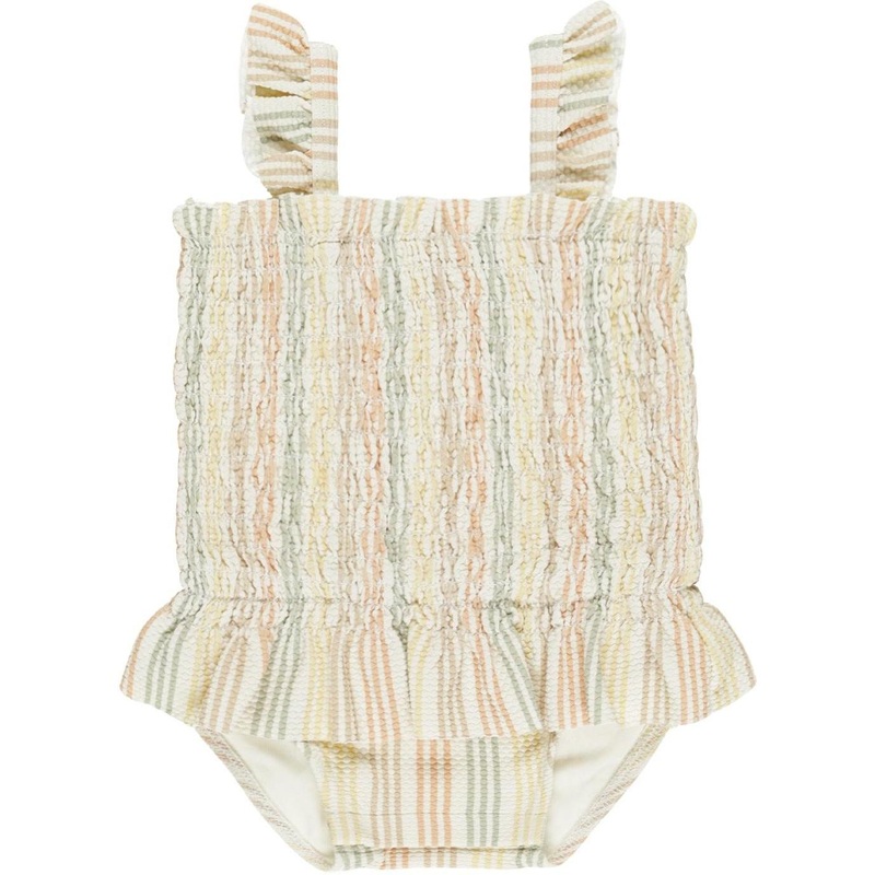 Quincy Mae Smocked One-Piece Swimsuit || Multi Stripe