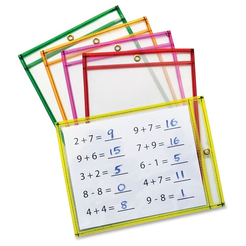 Reusable Dry Erase Pockets (Neon)