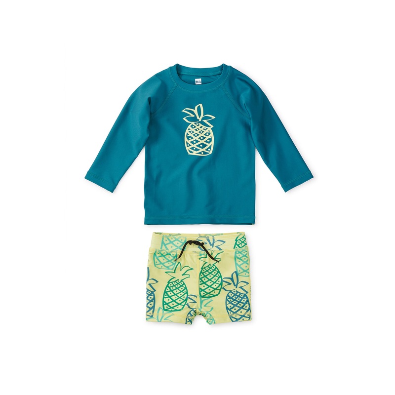 Tea Collection Rash Guard Baby Swim Set – Sketched Pineapples