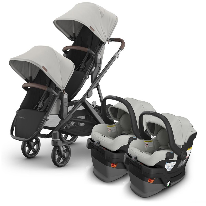 UPPAbaby Vista V3 Twin Stroller with RumbleSeat V3 + Mesa V3 Travel System Bundle – Savannah / Savannah