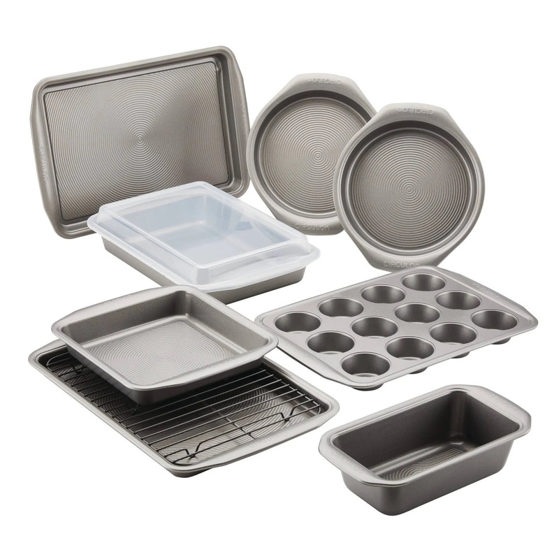 10pc Total Nonstick Bakeware Set Gray