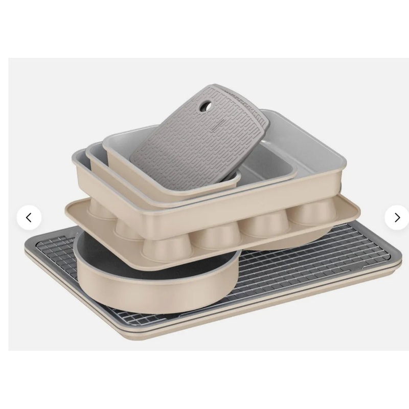 9-piece Non-Stick Ceramic Bakeware Set/almond
