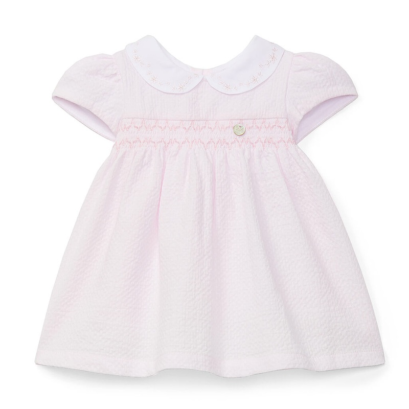 Embroidered Collar Pink Dress