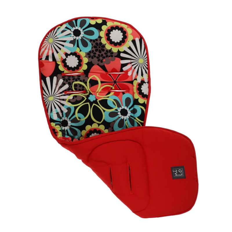 Long Stroller Mat Flower Power Black