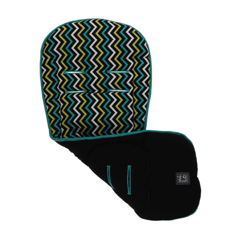 Long Stroller Mat Zig Zag Aqua/Black